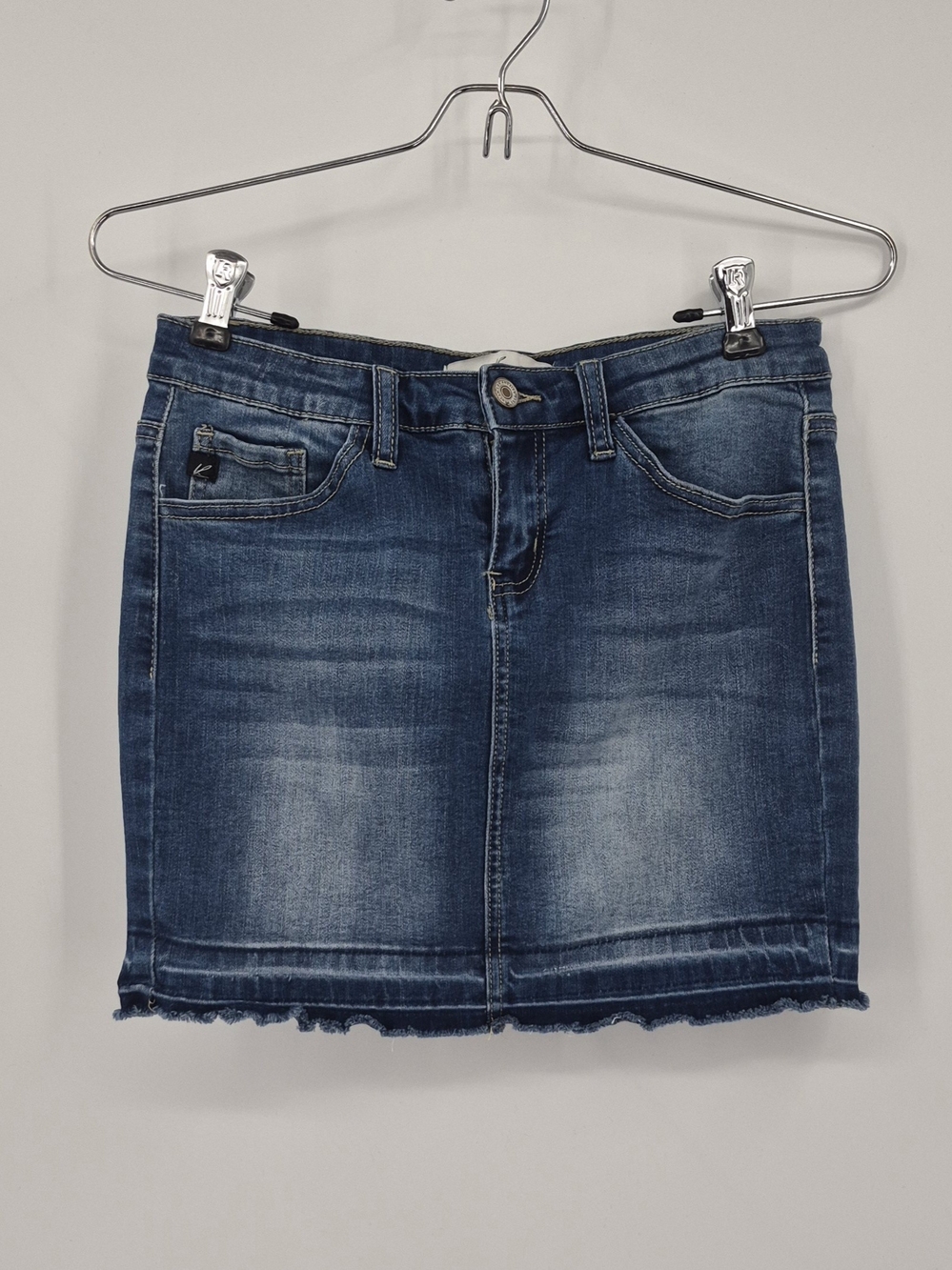 KanCan Women’s Blue Denim Mini Skirt Short Length Button Closure Size 26